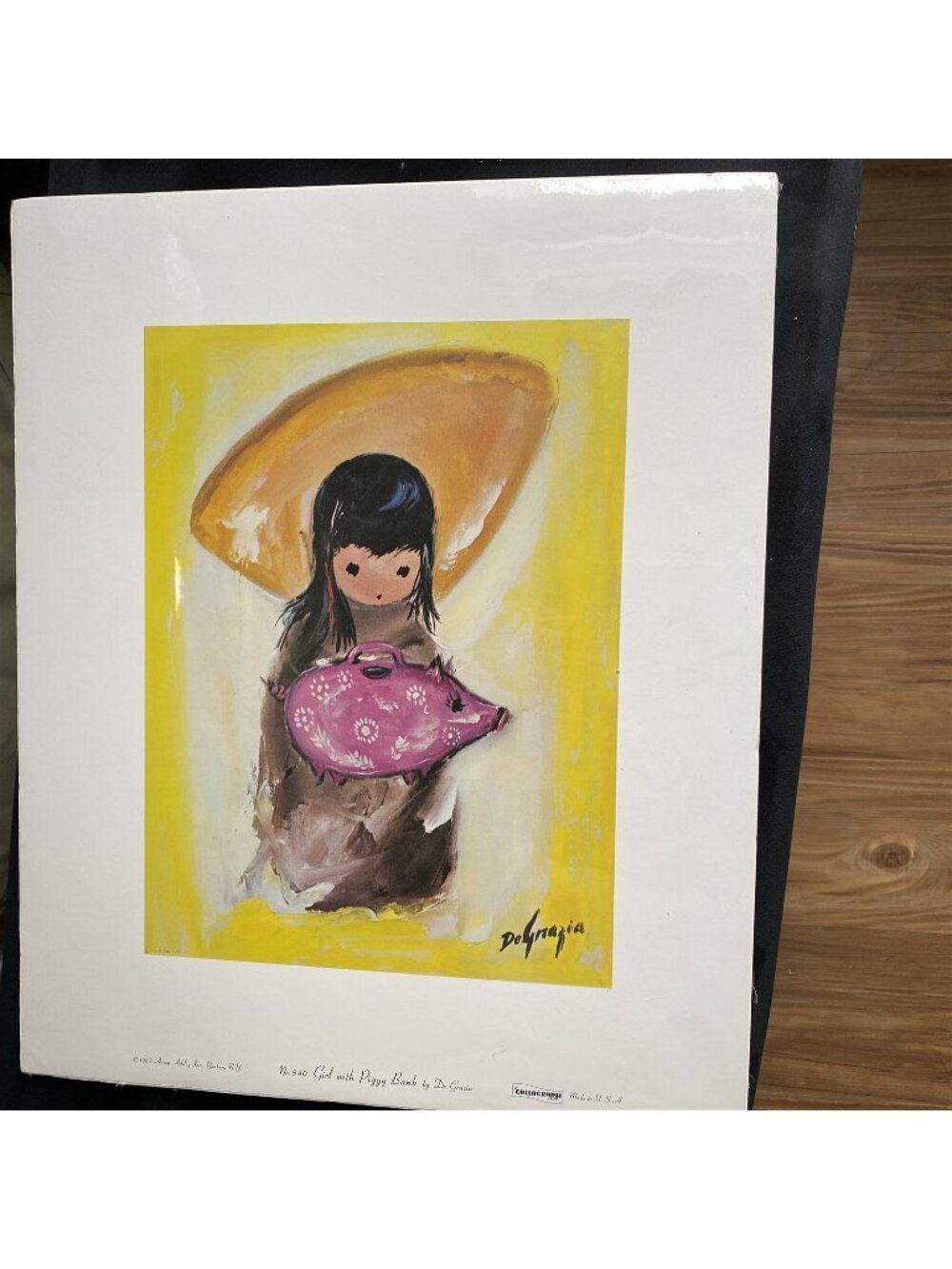 Ted De Grazia 2 Prints Boy With Rooster and Girl with Piggy Bank Vintage